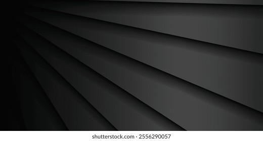 Dark deep black dynamic abstract vector background with wavy lines. Modern creative halftone premium gradient. 3d cover of business presentation banner for sale event night party. Soft shadow dots