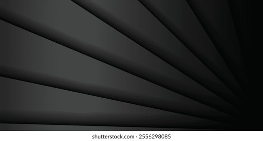 Dark deep black dynamic abstract vector background with wavy lines. Modern creative halftone premium gradient. 3d cover of business presentation banner for sale event night party. Soft shadow dots