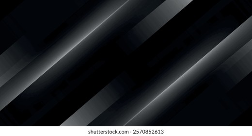 Dark deep black dynamic abstract vector background with diagonal lines. Modern creative halftone premium gradient.