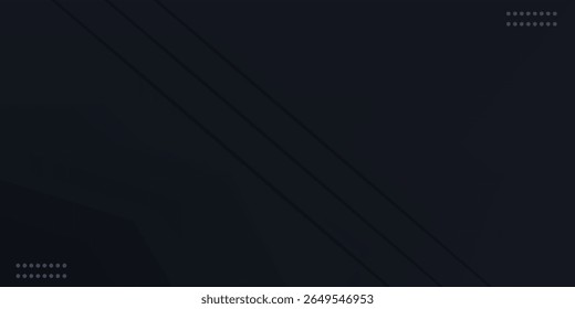 Dark deep black dynamic abstract vector background with straight lines. Modern creative halftone premium gradient.