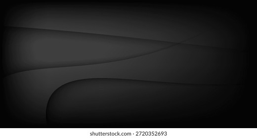Fondo de Vector abstracto dinámico negro oscuro profundo con líneas onduladas. Gradiente premium de semitono creativo moderno. Cubierta 3D del Anuncio de presentación de negocios para la venta de eventos de fiesta nocturna. Puntos de sombra suaves
