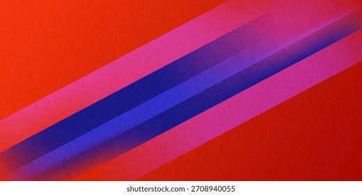 Fondo abstracto de coral de color naranja rojo púrpura azul oscuro profundo brillante. Forma geométrica. Tira de línea de ángulo 3D. Degradado de color. Luz de resplandor de fuego metálico eléctrico de neón. Ruido de grano áspero. Anuncio ancho. Panorámica