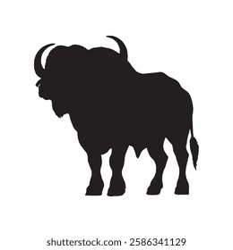 Dark and Defined Buffalo Silhouette for High-Contrast Artwork - Buffalo Vector - Buffalo Illustration
