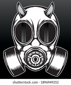 Dark demon gas mask. Premium vector