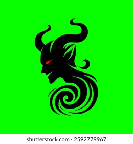 Dark Demon Silhouette with Horns - Evil Spirit Vector Art