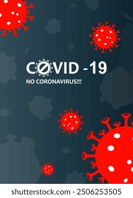 Dark design with abstract silhouettes of coronavirus elements. Sign of coronavirus COVID-2019. Asian flu composition. 