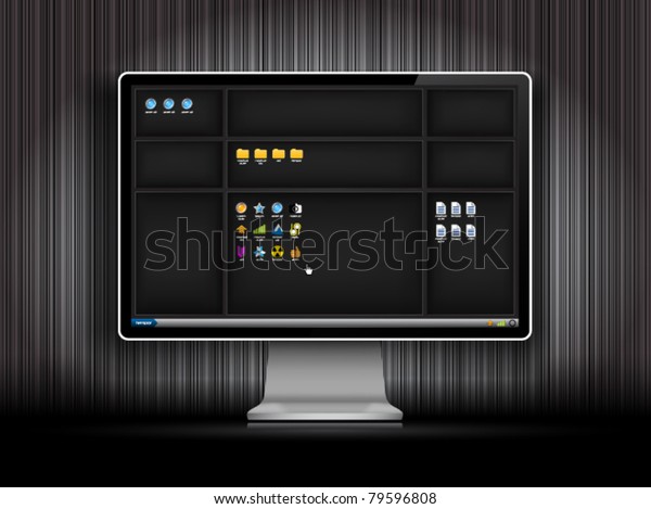 Dark Desktop Background Shelves Stock Vector Royalty Free 79596808