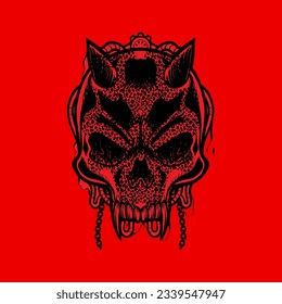 Dark Devil Skull Illustration Artwork _Lineart