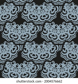 Dark dewy seamless pattern with blue vintage ornaments. Wallpaper in a vintage style template. Indian floral element. Ornament for wallpaper, fabric, packaging and paper.