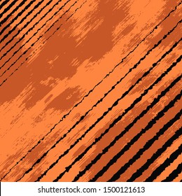 Dark diagonal lines on an orange background, grunge style. Vector design.