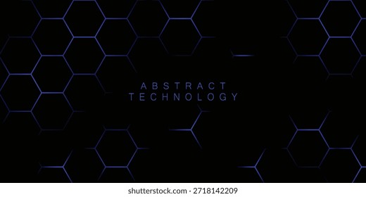 Fondo digital oscuro con patrón de hexágono geométrico y estilo de ciencia ficción.