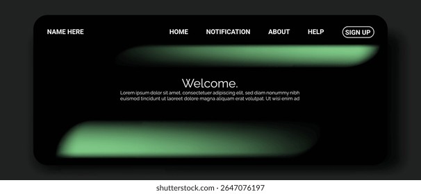 A dark digital interface displays a navigation bar with options like background.