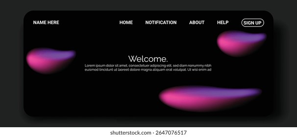 A dark digital interface displays a navigation bar with options 