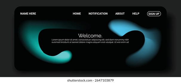 A dark digital interface features a navigation .