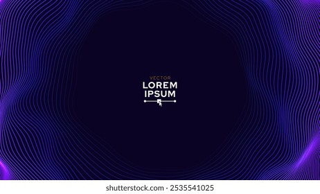 Dark Digital Style Tunnel or Wormhole. Wireframe Abstract Mesh with Hole. 3D Circles Noise Banner. Purple Hi Tech Texture. Technology or Science Vector Illustration.