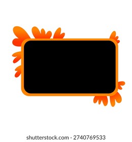 dark display box surrounded by a fiery orange and red frame