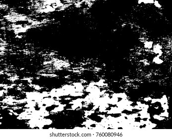 Dark distressed wooden board texture. Rustic black and white vector overlay for vintage effect. Painted timber top view. Rough surface. Black noise and dirt. Grungy lumber texture. Monochrome grit