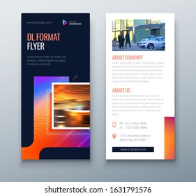Dark DL Flyer design with square shapes, corporate business template for dl flyer. Creative concept flyer or banner layout. Set - GB075.