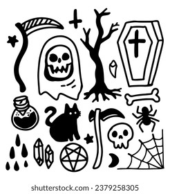 Dunkeldoodle Horror-Element-Set, Doodle der gesetzten Magie und Horror-Element