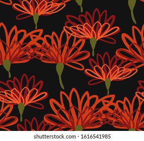 dark doodle flowers vector stylized modern seamless floral seamless pattern