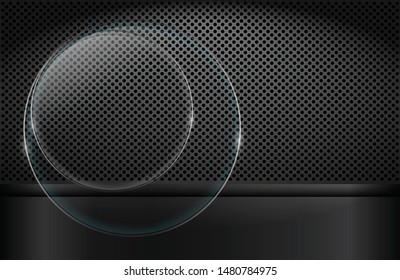 The dark dots Background with glass circles and banner