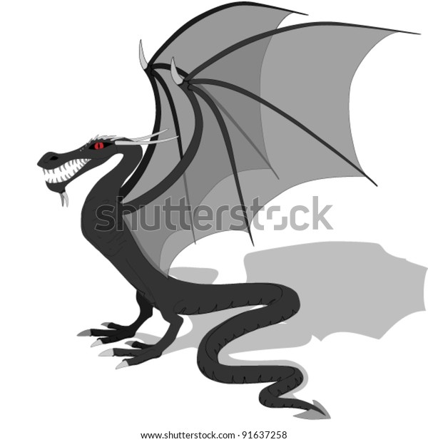 Dark Dragon Wings Stock Vector (Royalty Free) 91637258