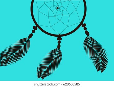 dark dreamcatcher on a blue background illustration.