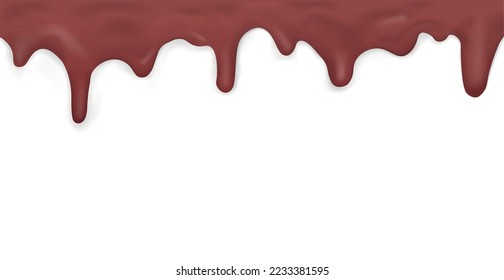 Dark dripping caramel, pattern on white background - Vector illustration