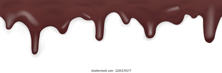 Dark dripping caramel, pattern on white background - Vector illustration
