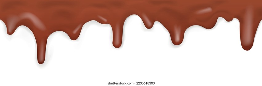 Dark dripping caramel, pattern on white background - Vector illustration