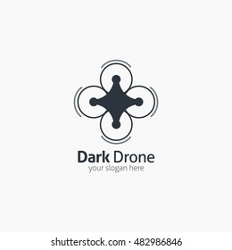 Dark Drone icon, logo and template. Flat Style. Vector Illustration