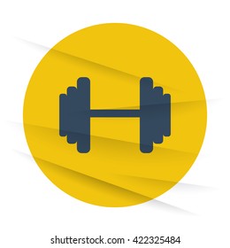 Dark Dumbbell icon label on wrinkled paper