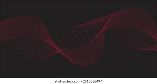 Dark and Dynamic Abstract Background with Smooth Flowing Red Lines Fading into Black, Offering a Modern Look for Advertising, Digital Media, or Branding Projects