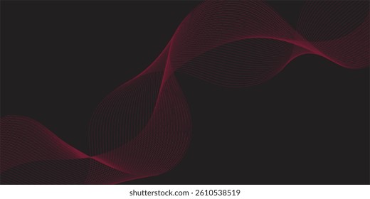 Dark and Dynamic Abstract Background with Smooth Flowing Red Lines Fading into Black, Offering a Modern Look for Advertising, Digital Media, or Branding Projects