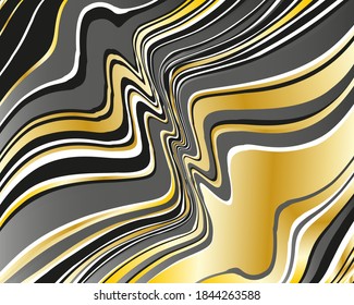Dark dynamic background with black and golden wavy lines  Vector illustration