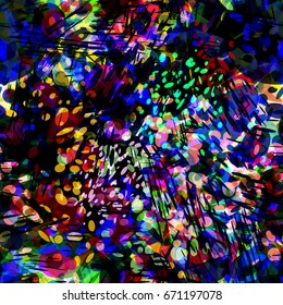 Dark dynamic splattered texture from ovals. Abstract vector background. Seamless pattern for fabric, wrapping, home decor. 
