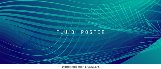 Dark Dynamic Wave. Fluid 3d Concept. Color Geometric Lines. Dynamic Wave. Vibrant Poster. Flow Motion. Abstract Landing Page. Gradient Wallpaper. Blue Digital Illustration. Dynamic Wave.