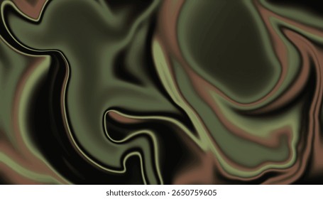 Fundo escuro terroso de espiral de mármore abstrato em azeitona e marrom