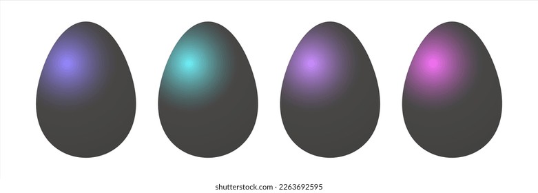 Dark easter eggs illustration set.