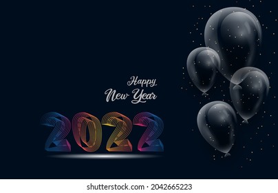 dark elegant 2022 banner with glitter gold free vector