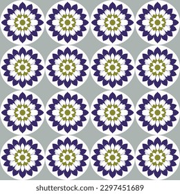 Dark and elegant blue and white flower pattern with checkerboard motif and stylized irises that would be perfect for fashionable anniversary or holiday greeting cards.