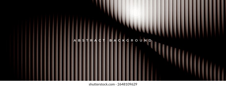 Dark elegant glowing ribbed abstract background. Vector illustration wide banner design