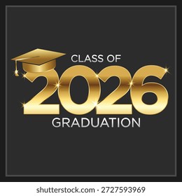 Diseño elegante oscuro de la graduación para la clase de 2026 con atmósfera académica superior