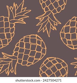 Dark elegant pineapple seamless pattern