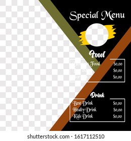 dark elegant square food menu restaurant
