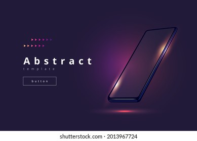 Dark elegant vector template with glowing and smartphone