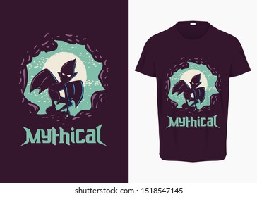 dark elf mythical creature wandering infront cave illustration for t-shirt, prints, posters, and other uses