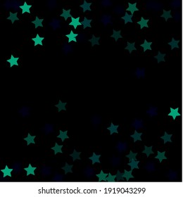 Dark Emerald  Green Party Bright Trendy Night Background. Indigo Magic Holiday Stars Surface Illustration. Blue  Cold Dark Christmas Sky Seamless Vector. Mint Black Simple Modern Design Backdrop.