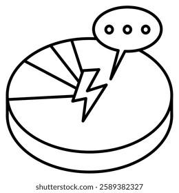 Dark Energy icon represented by lightning in a circle Line style.