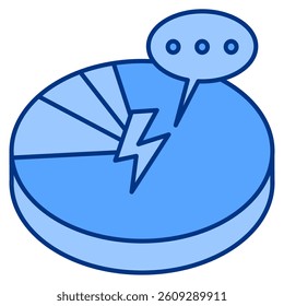 Dark Energy icon represented by lightning in a circle Blue style.